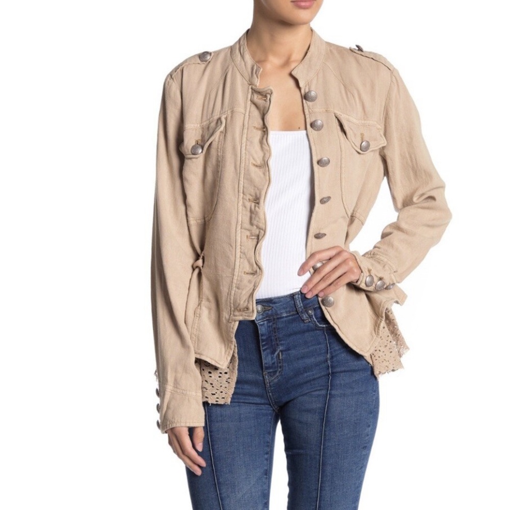 Free People Beige Emilia Utility Jacket SMALL